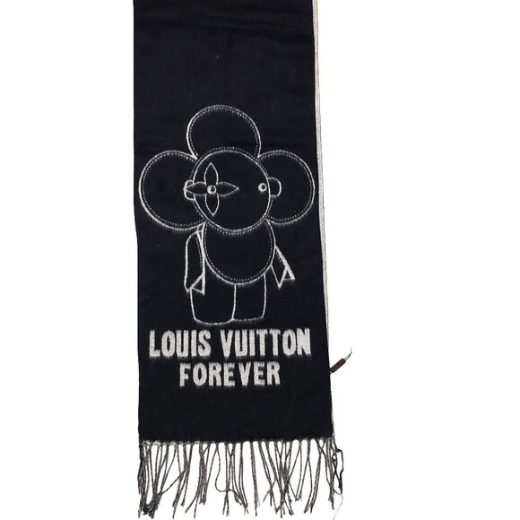 LOUIS VUITTON LV FOREVER Classic Vintage Reversible Grey & Black Scarf VWT - Picture 1 of 11